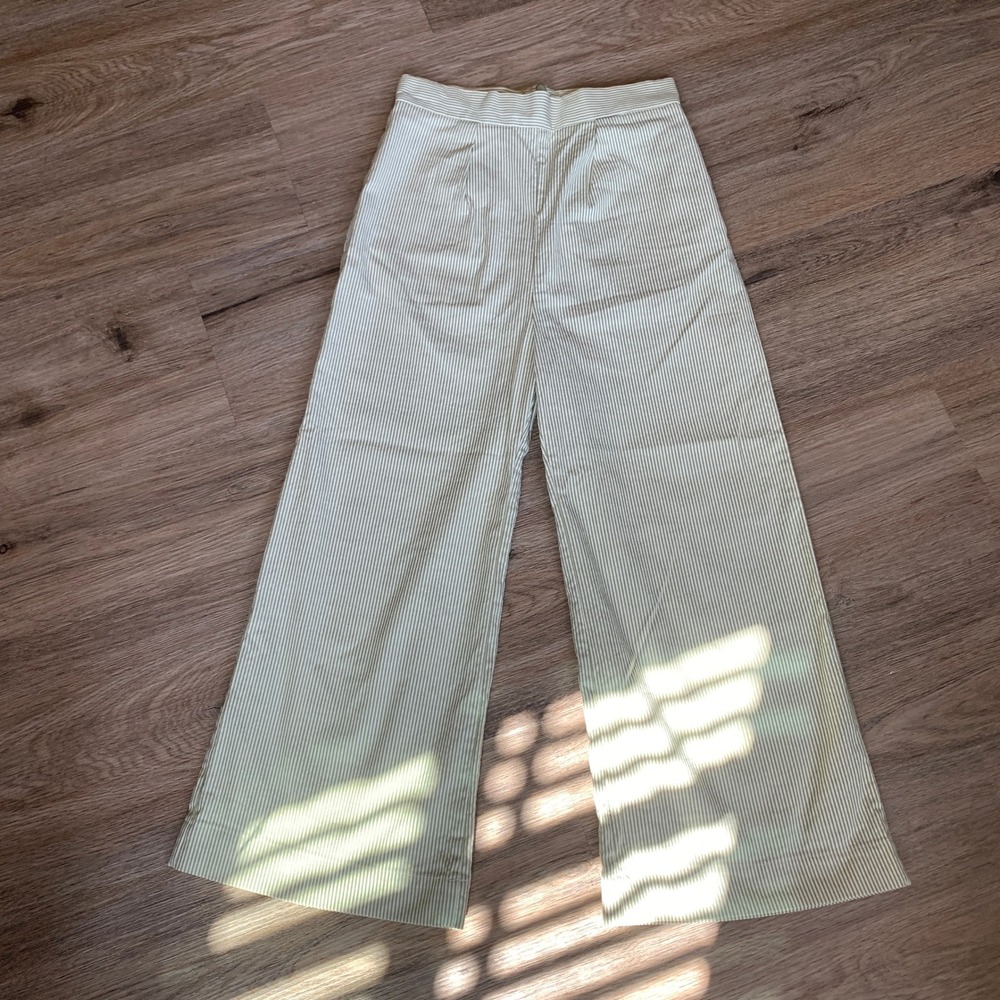 Roxanna Moix high-waisted wide leg striped green pants - size 2 womens